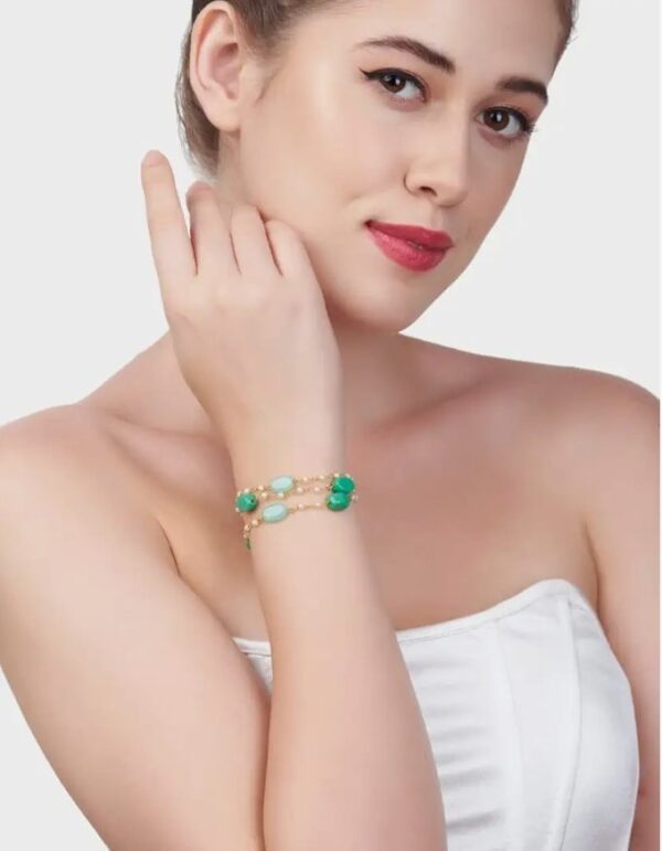 ZAVERI PEARLS Green Multistrand Beaded Ethnic Bracelet For Women-ZPFK13619
(10664) SHANI - Image 5