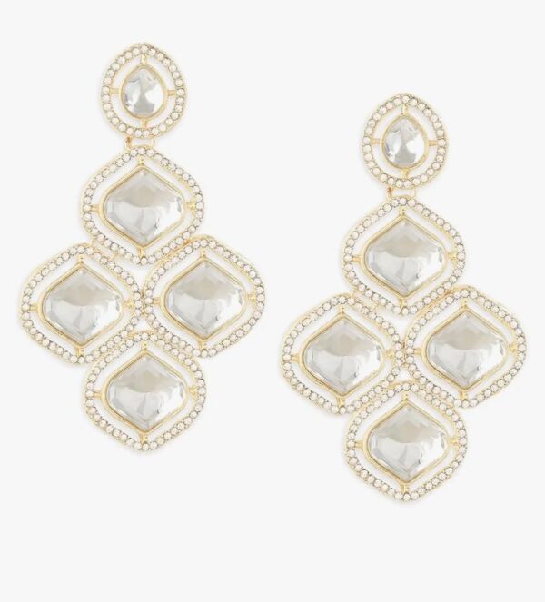 Zaveri Pearls Gold Tone Dazzling Stones Austrian Diamonds Statement Dangler Earring For Women-ZPFK18007 (10693-10694) SHANI - Image 4