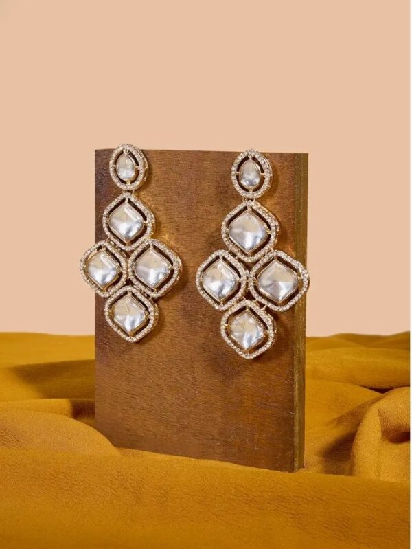 Zaveri Pearls Gold Tone Dazzling Stones Austrian Diamonds Statement Dangler Earring For Women-ZPFK18007 (10693-10694) SHANI - Image 5
