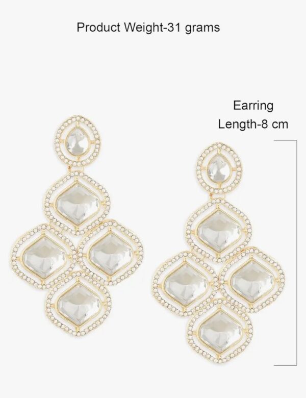 Zaveri Pearls Gold Tone Dazzling Stones Austrian Diamonds Statement Dangler Earring For Women-ZPFK18007 (10693-10694) SHANI - Image 3
