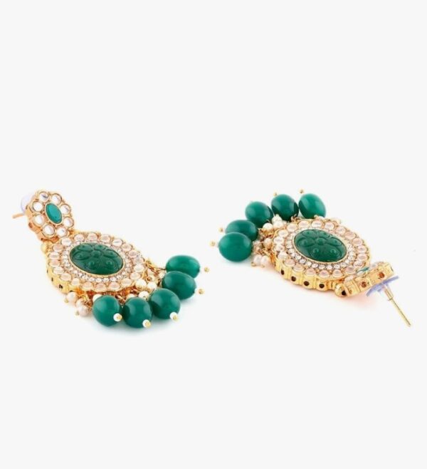 ZAVERI PEARLS Green Stones Beads Kundan Choker Necklace Earring Maangtikka & Ring Set For Women-ZPFK18452
(10643) SHANI - Image 2