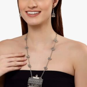 Shining Diva Fashion Latest Stylish Traditional Oxidised Silver Necklace Jewellery Set for Women (13118s)
(10680-10681) SHANI