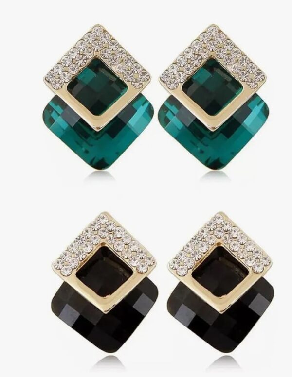 Shining Diva Fashion 18k Gold Plated Austrian Crystal Earrings for Women & Girls | Luxury Rhinestone Square Italian Designer Earrings | Latest Stylish Fancy Zircon Party Earring (10651-10652) SHANI - Image 5