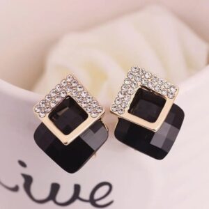 Shining Diva Fashion 18k Gold Plated Austrian Crystal Earrings for Women & Girls | Luxury Rhinestone Square Italian Designer Earrings | Latest Stylish Fancy Zircon Party Earring (10651-10652) SHANI