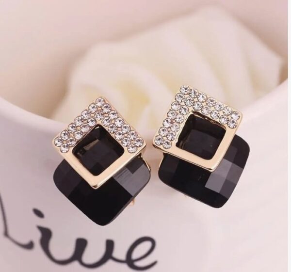 Shining Diva Fashion 18k Gold Plated Austrian Crystal Earrings for Women & Girls | Luxury Rhinestone Square Italian Designer Earrings | Latest Stylish Fancy Zircon Party Earring (10651-10652) SHANI