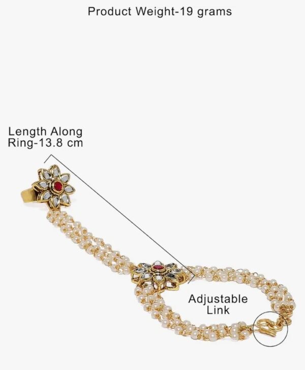 ZAVERI PEARLS Gold Tone Embellished With Pearls & Kundan Ring Bracelet For Women-ZPFK7415
10607-10608) SHANI - Image 2