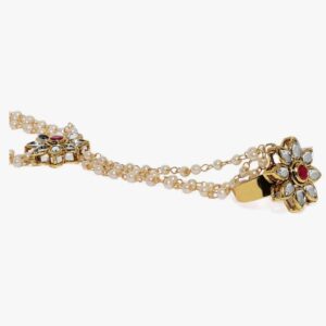 ZAVERI PEARLS Gold Tone Embellished With Pearls & Kundan Ring Bracelet For Women-ZPFK7415
10607-10608) SHANI