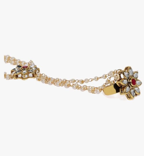 ZAVERI PEARLS Gold Tone Embellished With Pearls & Kundan Ring Bracelet For Women-ZPFK7415
10607-10608) SHANI