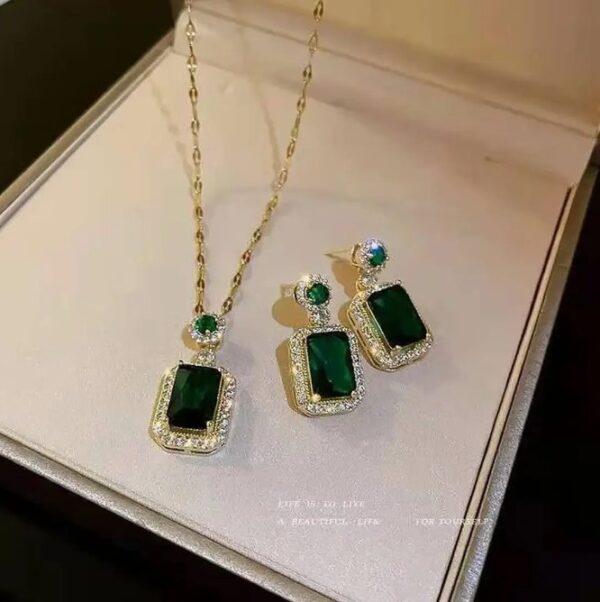 Shining Diva Fashion Latest Stylish 4pc Combo Crystal Ring Earrings Necklace Jewellery Set for Women | Gifts For Girls, Valentine Gift for Girlfriend (Green) (CMB311) (10628-10628) SHANI - Image 5