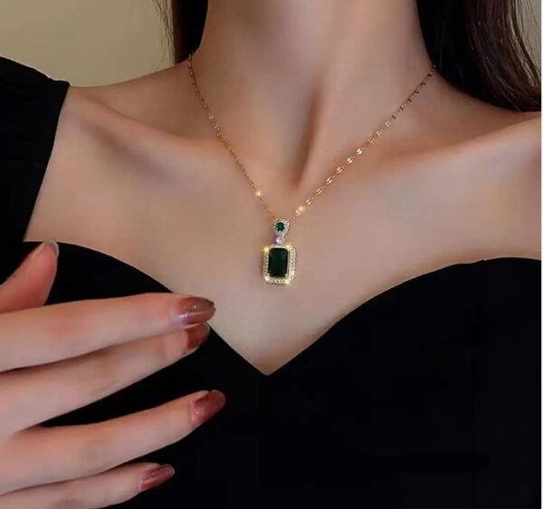 Shining Diva Fashion Latest Stylish 4pc Combo Crystal Ring Earrings Necklace Jewellery Set for Women | Gifts For Girls, Valentine Gift for Girlfriend (Green) (CMB311) (10628-10628) SHANI - Image 8