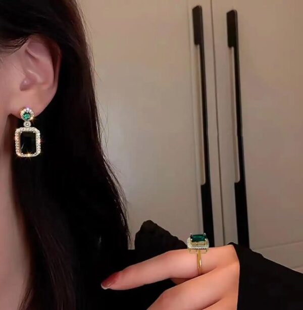 Shining Diva Fashion Latest Stylish 4pc Combo Crystal Ring Earrings Necklace Jewellery Set for Women | Gifts For Girls, Valentine Gift for Girlfriend (Green) (CMB311) (10628-10628) SHANI - Image 3