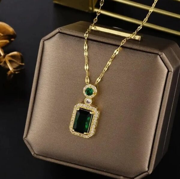Shining Diva Fashion Latest Stylish 4pc Combo Crystal Ring Earrings Necklace Jewellery Set for Women | Gifts For Girls, Valentine Gift for Girlfriend (Green) (CMB311) (10628-10628) SHANI - Image 4