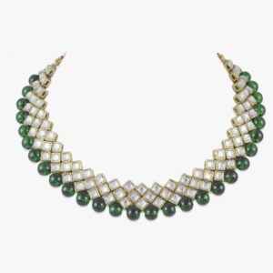 Shining Diva Fashion Kundan Choker Traditional Jewellery Necklace Set With Earrings For Women Girls (Green) (10637) SHANI