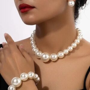 Shining Diva Latest Stylish Design Pearl Bracelet Earrings Combo Necklace Jewellery Set for Women(10624) SHANI 
(only gale ka he)