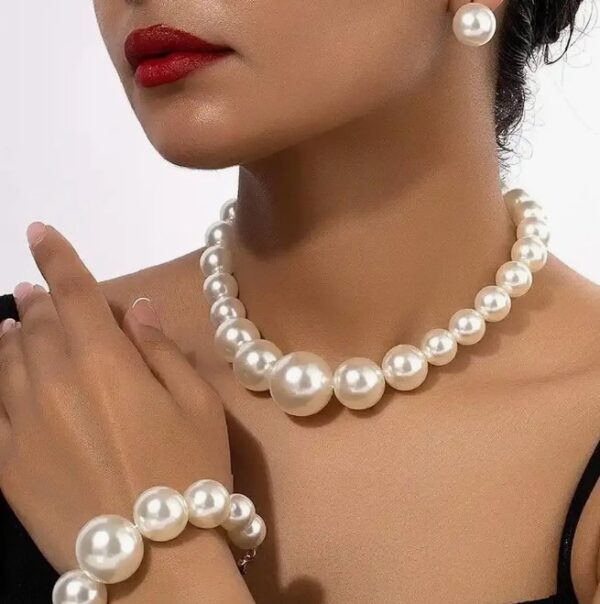 Shining Diva Latest Stylish Design Pearl Bracelet Earrings Combo Necklace Jewellery Set for Women(10624) SHANI 
(only gale ka he)