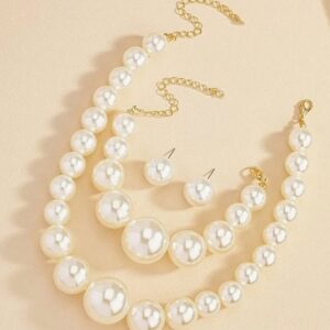 Shining Diva Latest Stylish Design Pearl Bracelet Earrings Combo Necklace Jewellery Set for Women(10599) SHANI