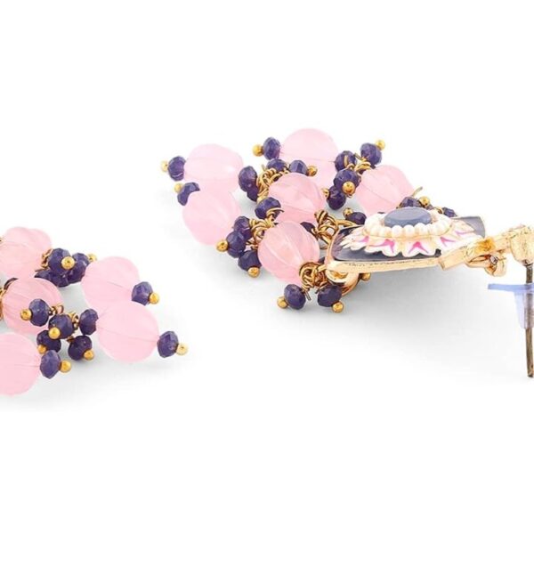 ZAVERI PEARLS Navy Blue Pink Meenakari Multistrand Kundan Choker Necklace Earring & Ring Set For Women-ZPFK15565
(10679-10676) SHANI - Image 2