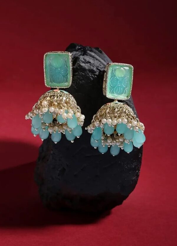 Zaveri Pearls Turquoise Peach Meenakari Cluster Beads Drop Jhumki Earring For Women-ZPFK15442
(10666-10667) SHANI - Image 5