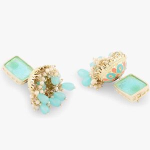 Zaveri Pearls Turquoise Peach Meenakari Cluster Beads Drop Jhumki Earring For Women-ZPFK15442
(10666-10667) SHANI