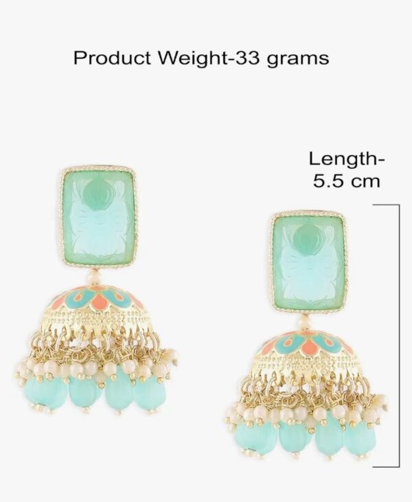 Zaveri Pearls Turquoise Peach Meenakari Cluster Beads Drop Jhumki Earring For Women-ZPFK15442
(10666-10667) SHANI - Image 4