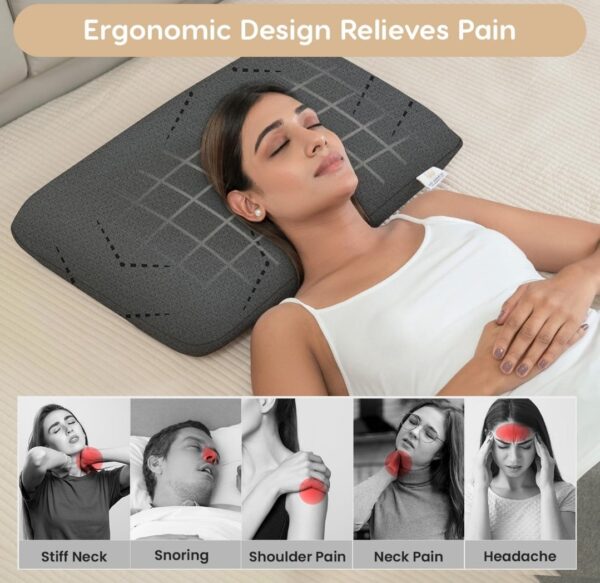 MY ARMOR Ventilated Cooling Gel Memory Foam Pillow Thin Size 3 Inch Height, Pillow for Sleeping, Neck Pain Relief & Back Support Cushion with Grey Pillow Cover - Pack of 1

N2610 Neeraj - Image 2