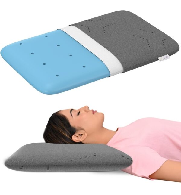 MY ARMOR Ventilated Cooling Gel Memory Foam Pillow Thin Size 3 Inch Height, Pillow for Sleeping, Neck Pain Relief & Back Support Cushion with Grey Pillow Cover - Pack of 1

N2610 Neeraj
