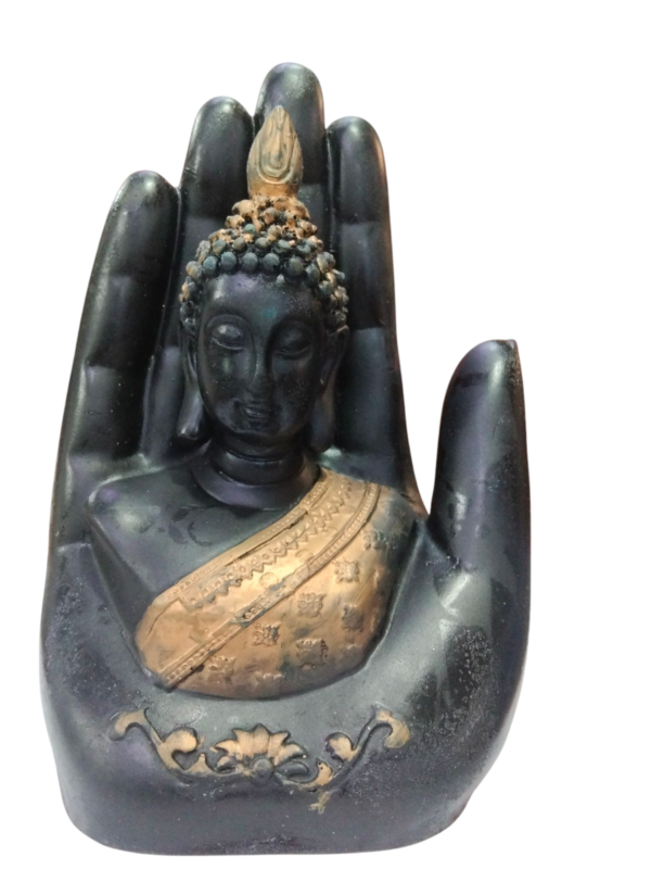 eCraftIndia Golden Handcrafted Palm Buddha Polyresin Showpiece (12.5 cm x 7.5 cm x 17.5 cm, Black)

Rajender. 8255