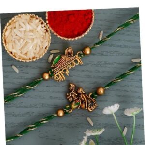 Green & Golden Set of 2 Shri Krishna and Radha Krishna Playing Flute Designer Religious Rakhis with Roli Chawal Pack - Rakhi for Brother, Bhaiya, Bhai
Rajender 01