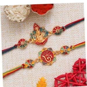 eCraftIndia Multicolor Set of 2 Ganesha and Om Symbol Religious Designer Rakhis with Roli Chawal Pack - Rakhis for Brothers
Rajender 028