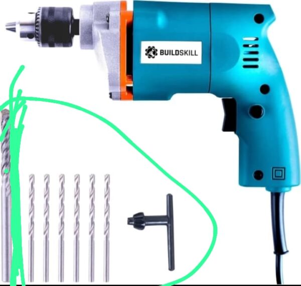 BUILDSKILL 10MM Professional Powerful Heavy Drill Machine with 7 High Quality Bits BED1100-Bluebits Pistol Grip Drill  (10 mm Chuck Size)( TOOLS NOT INCLUDED) - Image 3