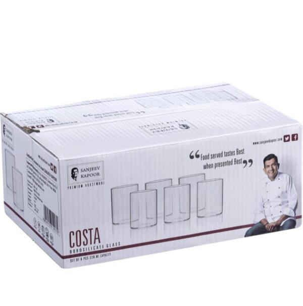Sanjeev KapoorCOSTA Borosilicate Glass 220ML Set of 6 PCS(SKB-1246)(V) - Image 4