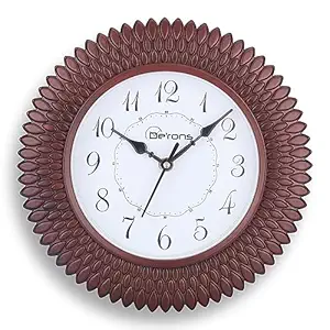 De’rons Designer Wooden Look Plastic Quartz Wall Clock Watch for Home Kitchen Bedroom Hall Living Room Office (DC-004 Brown)(1095)