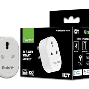 Havells 16 A WiFi Smart Plug (White) (ACST161603) with Energy Monitoring- Suitable for Large Appliances like Geysers, Heaters, OFR's, Air Conditioners (Works with Alexa and Google Assistant)- White ( 2455)