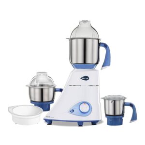 Preethi Blue Leaf Diamond MG-214 750 Watt Mixer Grinder with 3 Jars (Wet Grinding (1.5 litres) + Dry Grinding Jar (0.5 litre) + Chutney Jar (0.4 litre)Stainless steel), Blue/White ( 10742 )(P)