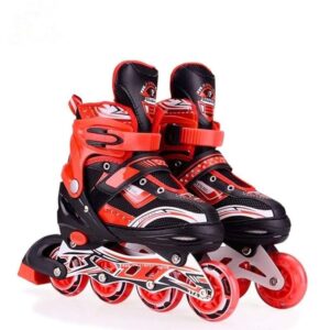 Raggle Inline Skates with PU Flashing Wheel Aluminum Body in-Line Skates ,with LED Flash (Red) (SIZE=L)