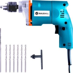 BUILDSKILL 10MM Professional Powerful Heavy Drill Machine with 7 High Quality Bits BED1100-Bluebits Pistol Grip Drill  (10 mm Chuck Size)( TOOLS NOT INCLUDED)