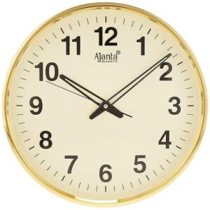 Ajanta Quartz Analog Wall Clock(32 Cm X 32 Cm X 3.5 Cm,Gold,Plastic)(1912,1653)