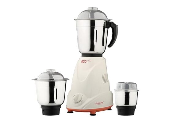 Signora Care Stainless Steel and Plastic Eco Matic 550-Watt Mixer Grinder with 3 Jars, Standard, Cream ( LOOKING USED) (10749)(P)