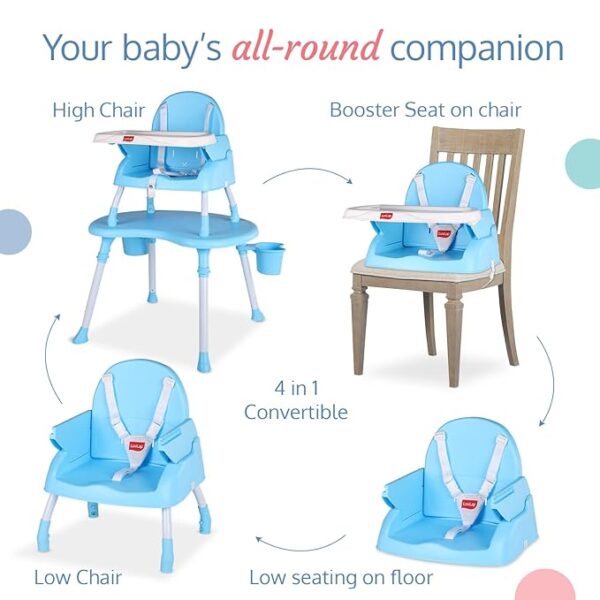 LuvLap 4 in 1 Convertible Baby High Chair Blue ( 10187 ) - Image 3