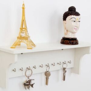 WORA Key Holders And Racks Multipurpose Particle Board Wall Shelf  ( White)  ( 10778 )