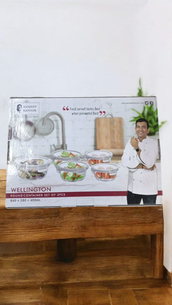 Sanjeev Kapoor Wellington Square Container Set of 5 pcs 860ml 580ml 400ml (SKB-1594)(V) - Image 4