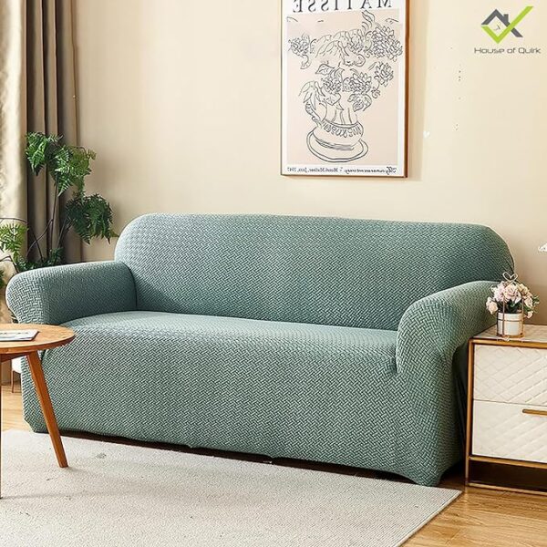 House of Quirk Universal Single Seater Polar Fleece 220 GSM Fabric Sofa Cover Flexible Stretch Sofa Slipcover (Pastel Green, Single Seater) ( 11061,11062 )(p) - Image 4