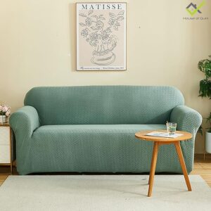 House of Quirk Universal Single Seater Polar Fleece 220 GSM Fabric Sofa Cover Flexible Stretch Sofa Slipcover (Pastel Green, Single Seater) ( 11061,11062 )(p)