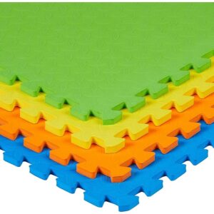 Amazon Brand - Solimo Interlocking Foam Baby Play Mat | Pack of 4 Playmats | 1.2 cm Thick | 60 x 60 cm | Activity Mat for Kids 6+ Months | for Home, School, Playground | Durable | Easy Storage ( 10195 )