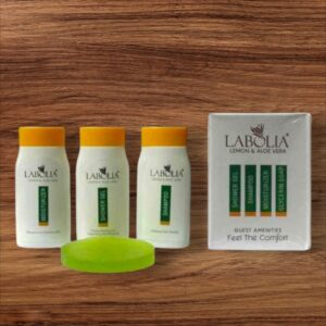 LABOLIA GUEST AMENITIES KIT & TRAVEL KIT 1SHAMPOO, 1 SHOWER GEL, 1 MOISTURIZER, 1 GLYCERINE SOAP, 4 PCS PACK ( SET OF 5 KIT ) EXP-9/26