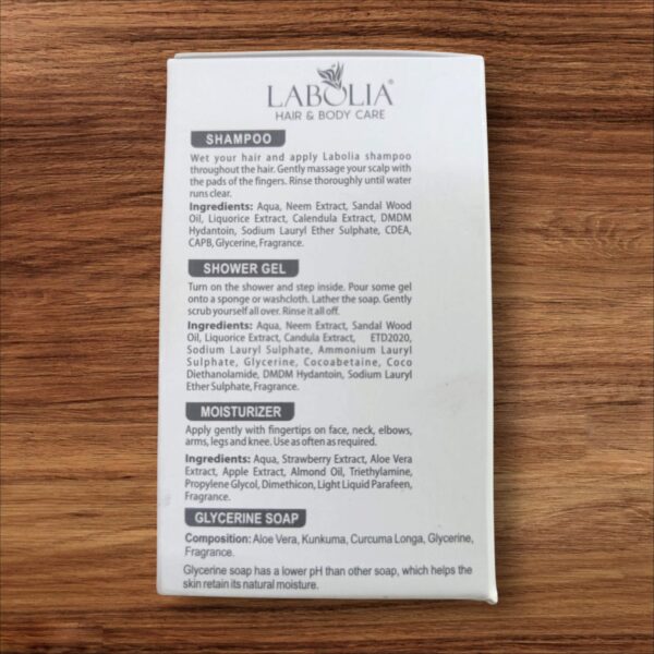 LABOLIA GUEST AMENITIES KIT & TRAVEL KIT 1SHAMPOO, 1 SHOWER GEL, 1 MOISTURIZER, 1 GLYCERINE SOAP, 4 PCS PACK ( SET OF 5 KIT ) EXP-9/26 - Image 8