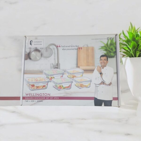 Sanjeev Kapoor Wellington Square Container set of 5 760ml+520+400ml (SKB-1593)(V) - Image 4