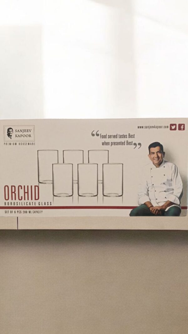Sanjeev Kapoor Orchid Borosilicate Glass 280 ml (Set of 6) (SKB18094-T2)(V) - Image 4