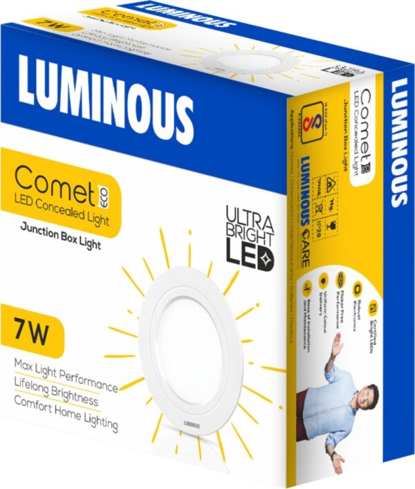 LUMINOUS 7 W Comet Eco LED Concealed R Recessed Ceiling Lamp  (White) (8327)(P) - Image 3