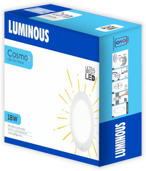 LUMINOUS 18w Led Slim Panel Cosmo Pro Recessed Ceiling Lamp  (White) (8323)(P) - Image 3